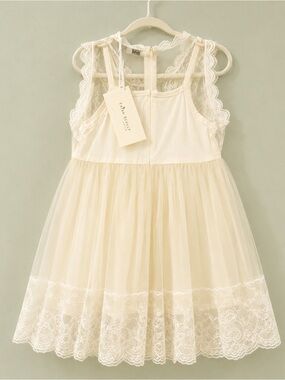 Trish Scully Child Ivory Lace Tulle Party Dress Size 5 NWT Flower Girl